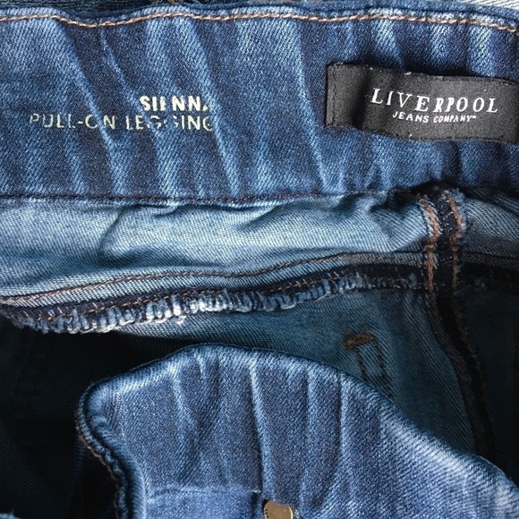 Liverpool Sienna Pull On Leggings Jeans Pants Jeggings Blue Elastic Distressed 0 - Picture 5 of 6
